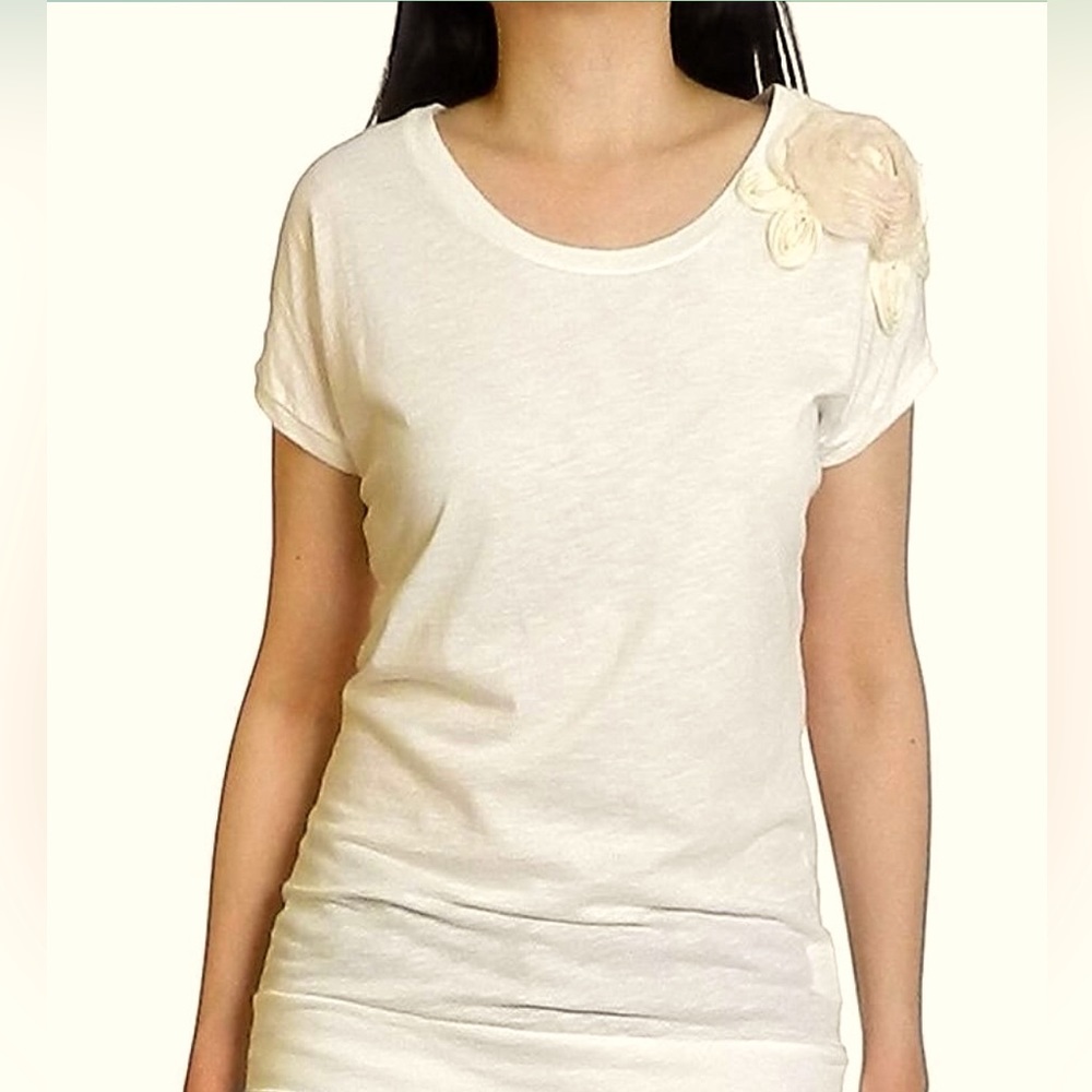 LUSH Lightweight + Long! Flower Detail Micromodal Blend Women’s Sz S Shirt